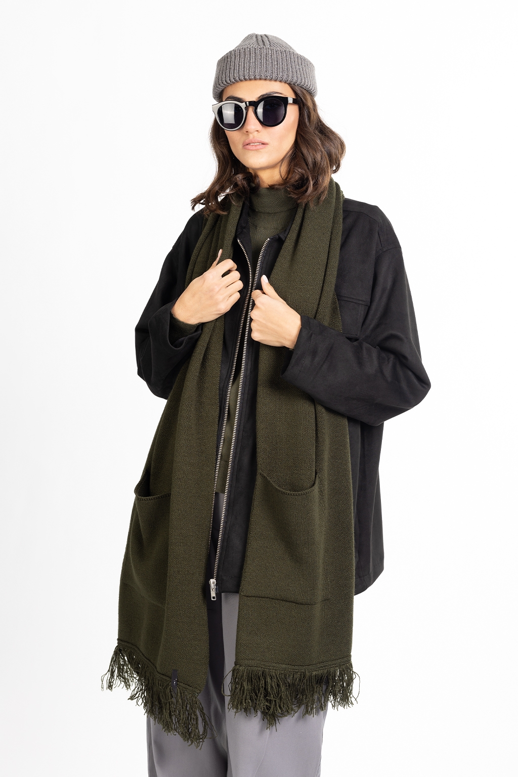 scarf knit green 3
